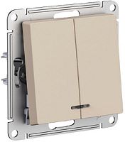 Выключатель с подсветкой без рамки Systeme Electric AtlasDesign 2-кл. песочный картинка